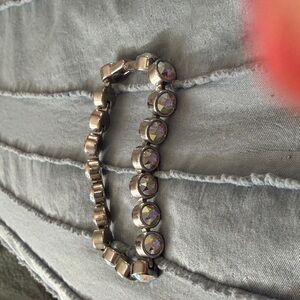 Touchstone Crystal by Swarkovski Silver Bracelet with Iridescent Stones